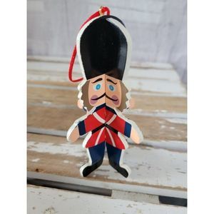 Red nutcracker guard black guard 3D wooden unique ornament Xmas holiday tree